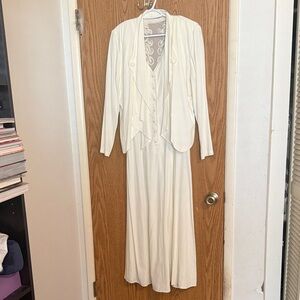 Vintage Wild Rose Sleeveless Dress & Jacket Lace Embroidery Size 10 Rosettes